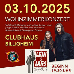 Leni & Lars – Wohnzimmerkonzert TSV Billigheim – Fr 03.10.2025